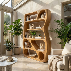 Scandinavian Sculptural Bookshelf Storage Organizer For Living Room