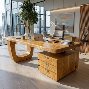 Minimalist Wooden Desk With Drawers For Home Workspace