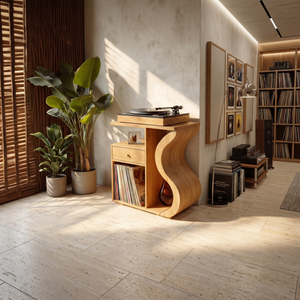 Organic Wave Vinyl Record Cabinet Boho Retreat