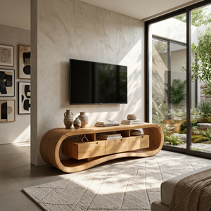 Modern Sculptural TV Stand For Luxury Minimalist Living Room