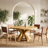 Organic Wooden Dining Table With Multi-Branched Base For Kitchen