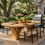 Modern Wooden Dining Table With Elegant Base For Dining Space