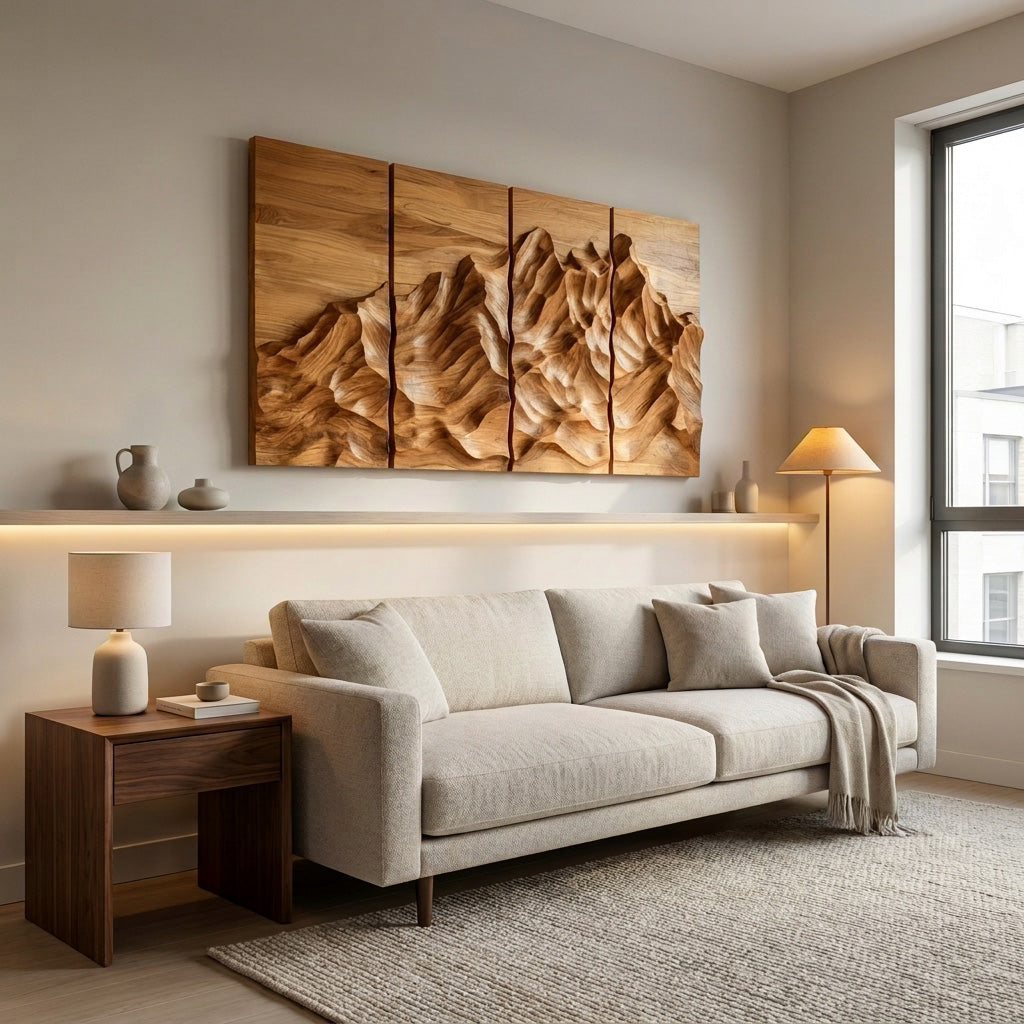 Minimalist Natural Wood Wall Art Set For Home Decor