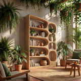 Mid Century Handcrafted Bookshelf Storage Organizer For Living Room