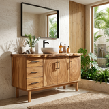 Tropical Natural Wood Vanity For Outdoor Bathroom