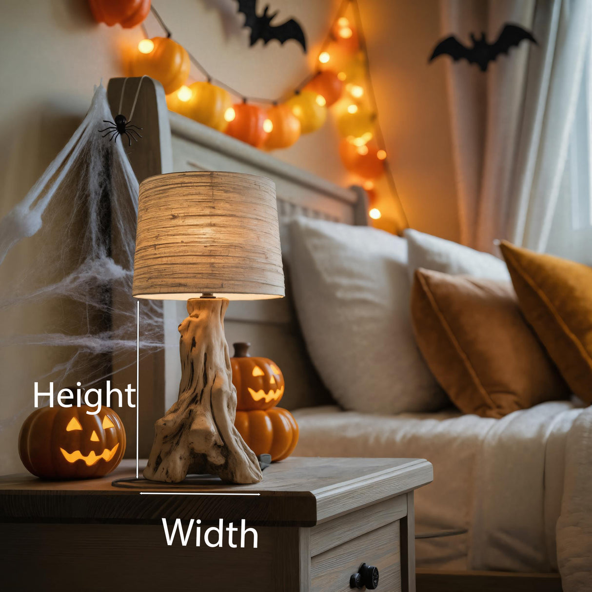 Rustic Halloween Wooden Table Lamp For Bedroom Or Living Room