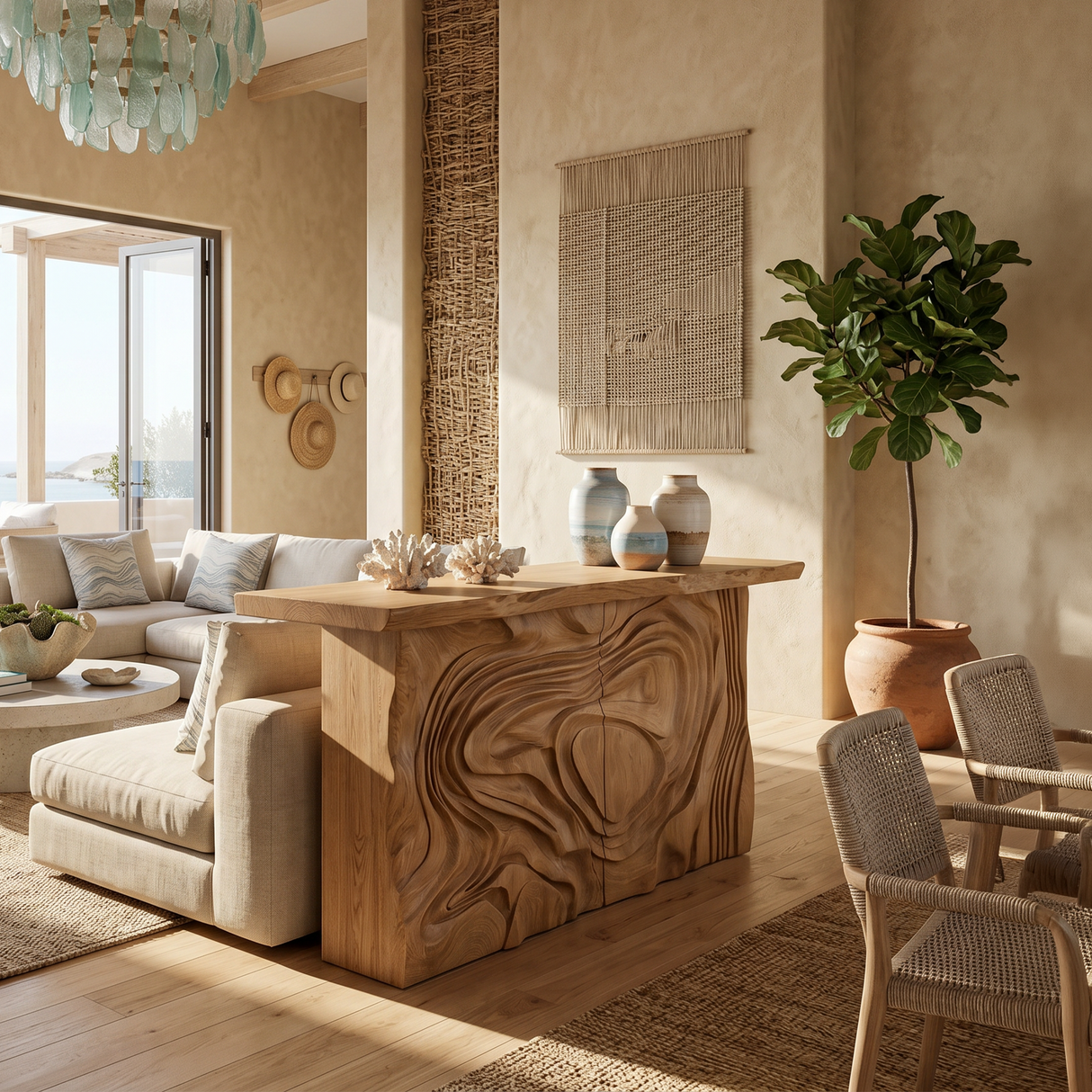 Scandinavian Organic Edge Accent Table For Entry Hall Interior