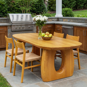 Mid Century Wooden Dining Table With Sculptural Form For Home