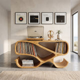 Modern Wooden Record Player Cabinet With Compartments For Living Room