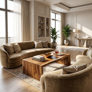 Minimalist Wood Coffee Table For High Ceiling Room