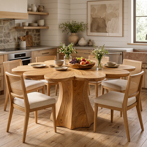 Modern Wooden Dining Table With Petal Top For Dining Area