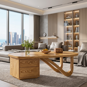 Modern Wooden Coffee Table With Storage Drawer For Living Room