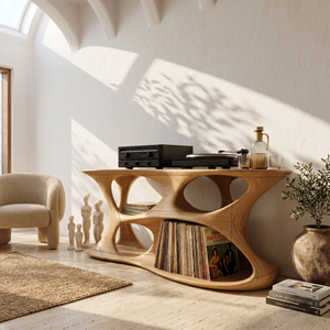 Minimalist Vinyl Storage Stand For Studio Living Space