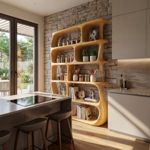 Contemporary Organic Bookshelf Living Room Display