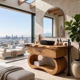 Minimalist Organic Vanity With Open Shelf For Interior