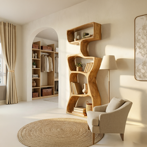 Modern Asymmetrical Bookshelf Reading Nook Display