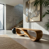 Minimalist Sculptural Wooden Bench For Entryway Decor