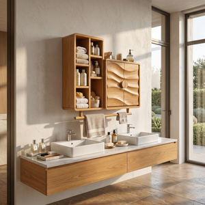 Scandinavian Wave Front Storage Cabinet Guest Suite