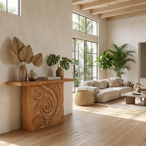 Contemporary Raw Edge Entry Table For Open Living Space