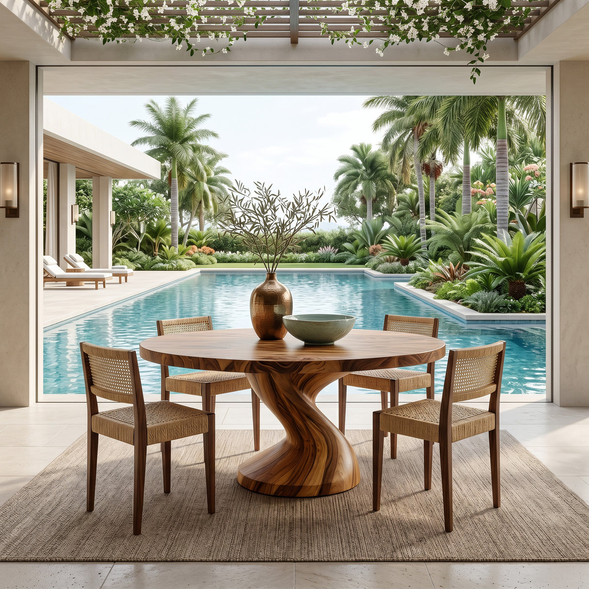 Modern Round Dining Table With Twisted Leg For Breakfast Nook