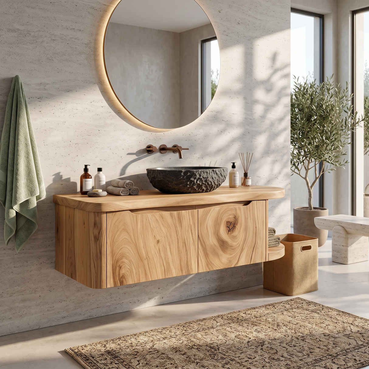 Mediterranean Contemporary Vanity Cabinet Coastal Villa