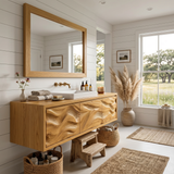 Minimalist Wooden Floating Bathroom Vanity For Primary Bathroom