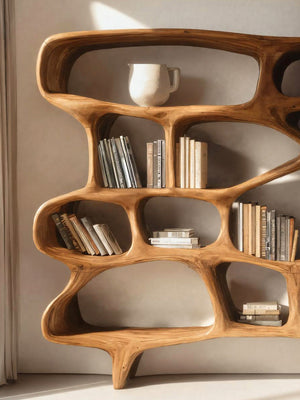 Organic Sculptural Bookshelf For Living Room Or Office Decor