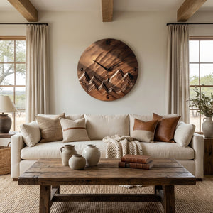 Rustic Wood Landscape Wall Clock For Living Room