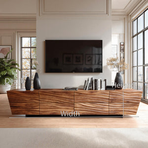 Modern TV Stand With Wave Carved Front For Living Room