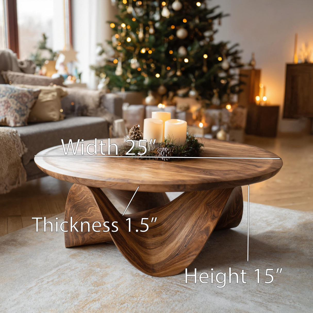 Sculptural Round Coffee Table For Holiday Decor