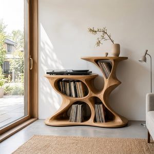 Modern Sculptural Vinyl Storage Cabinet For Living Room