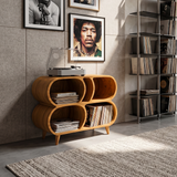 Farmhouse Wood Record Player Stand For Furniture Decor