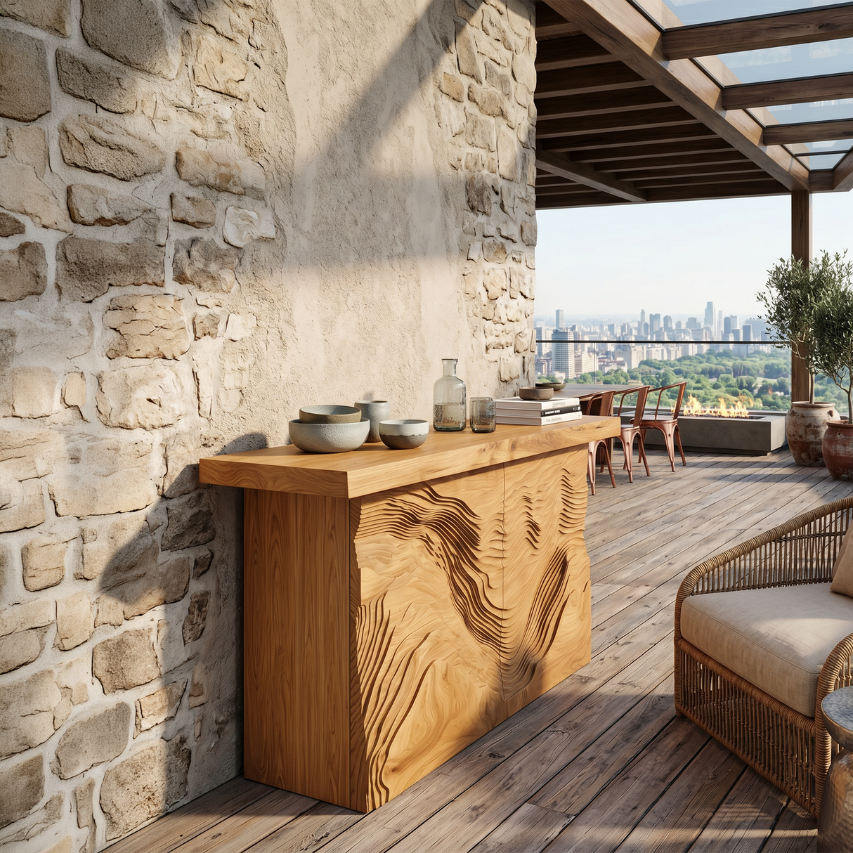Modern Live Form Console Table For Resort Lounge Interior
