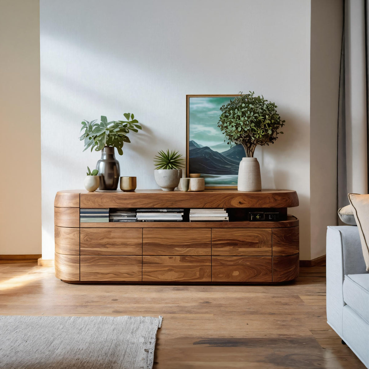 Side Board Rounded Modern Rounded Sideboard For Dining Room – ET Woodcrafts