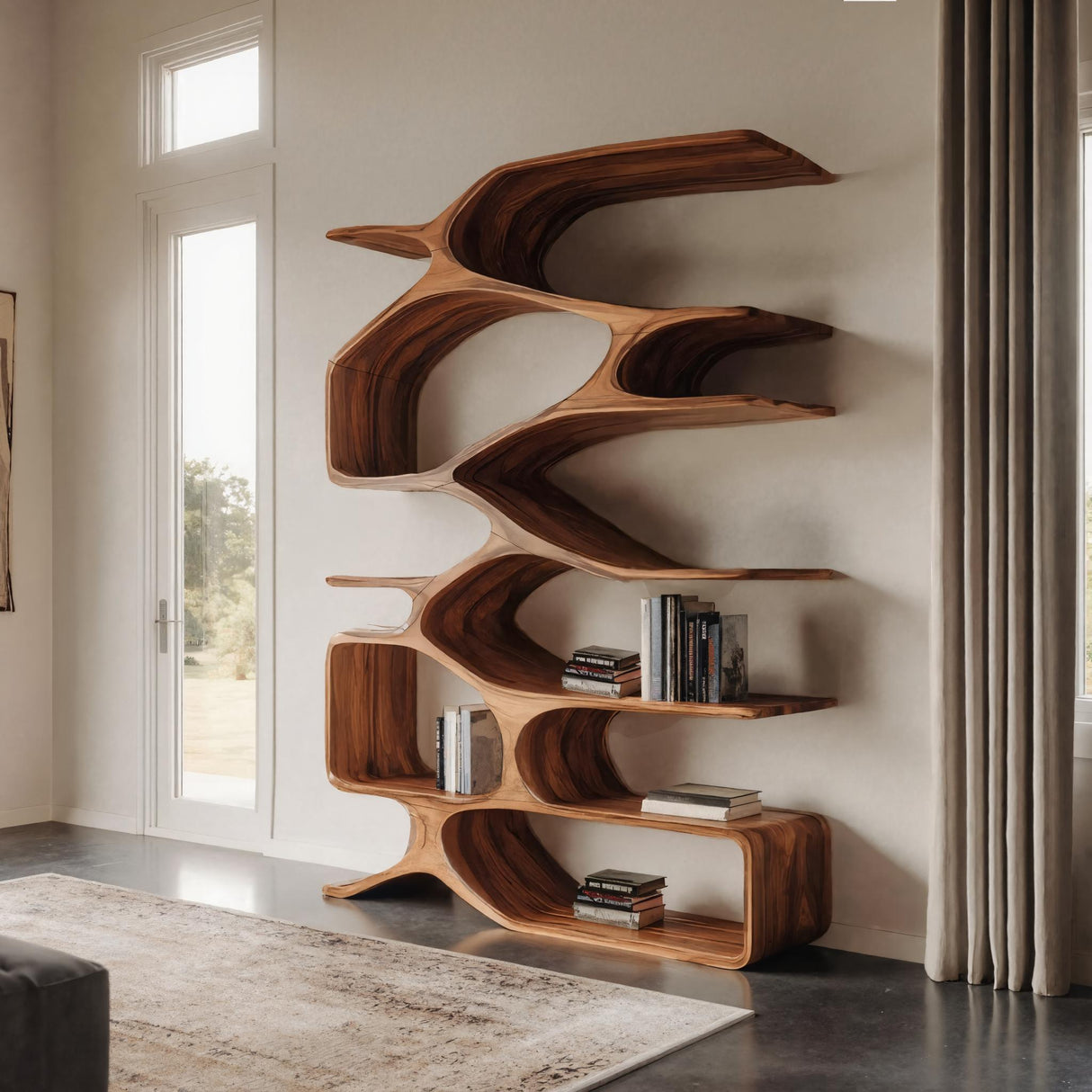 Organic Sculptural Bookshelf For Living Decor