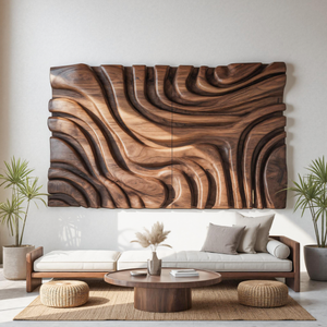 Contemporary Sculptural Wall Art With Bold Carved Layers For Bedroom