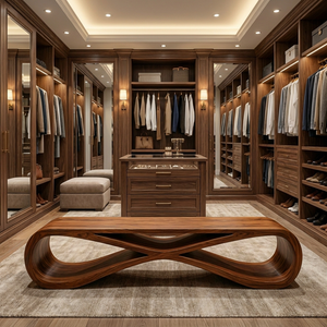 Minimalist Sculptural Wood Bench For Home Entry
