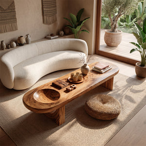 Mid Century Handcrafted Live Edge Coffee Table For Furniture Decor