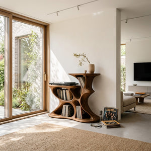 Modern Sculptural Vinyl Storage Cabinet For Living Room
