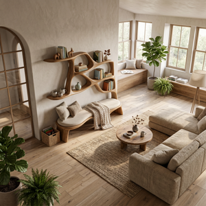 Minimalist Window Seat Bookcase For Modern Bedroom