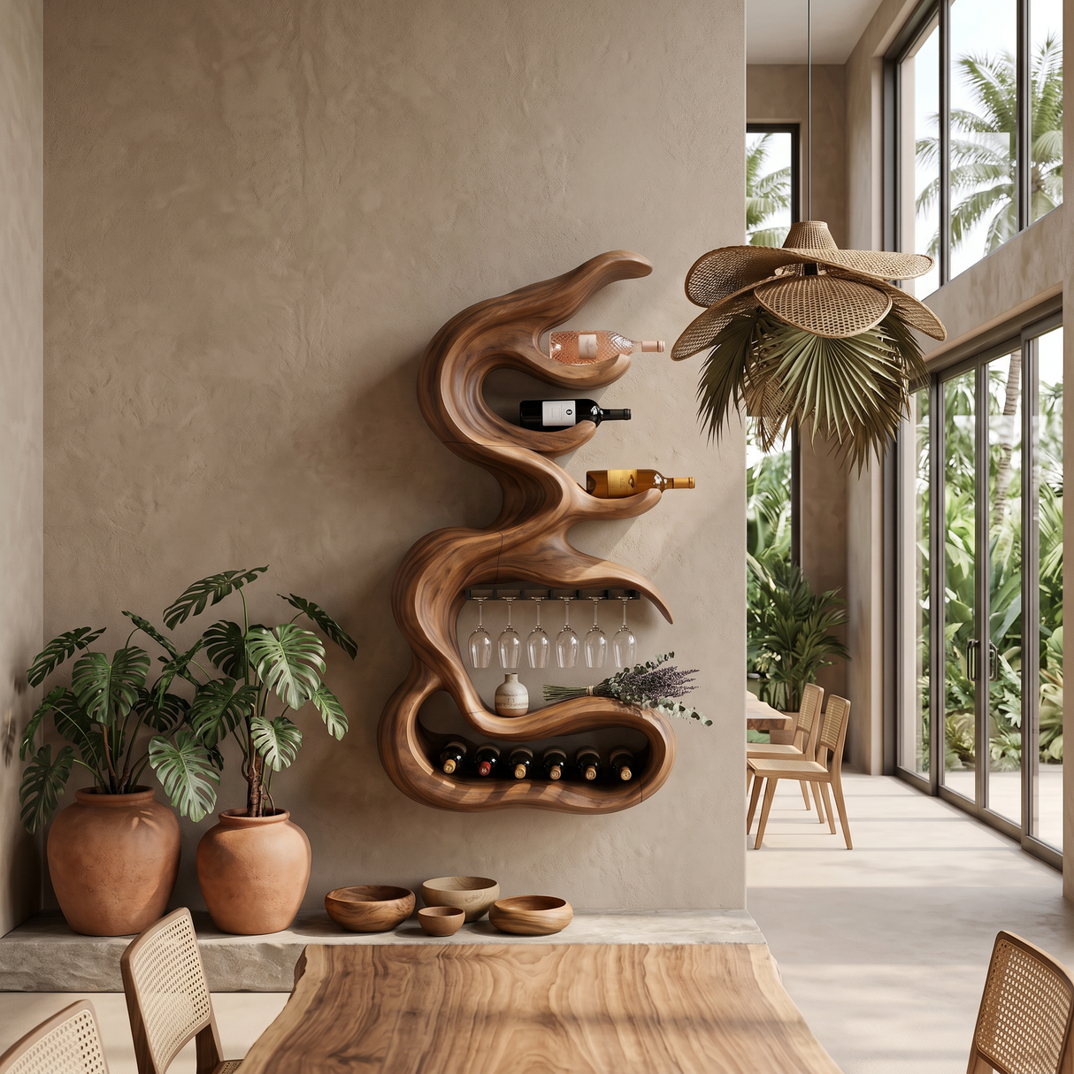 Rustic Artistic Wine Holder For Entertaining Area