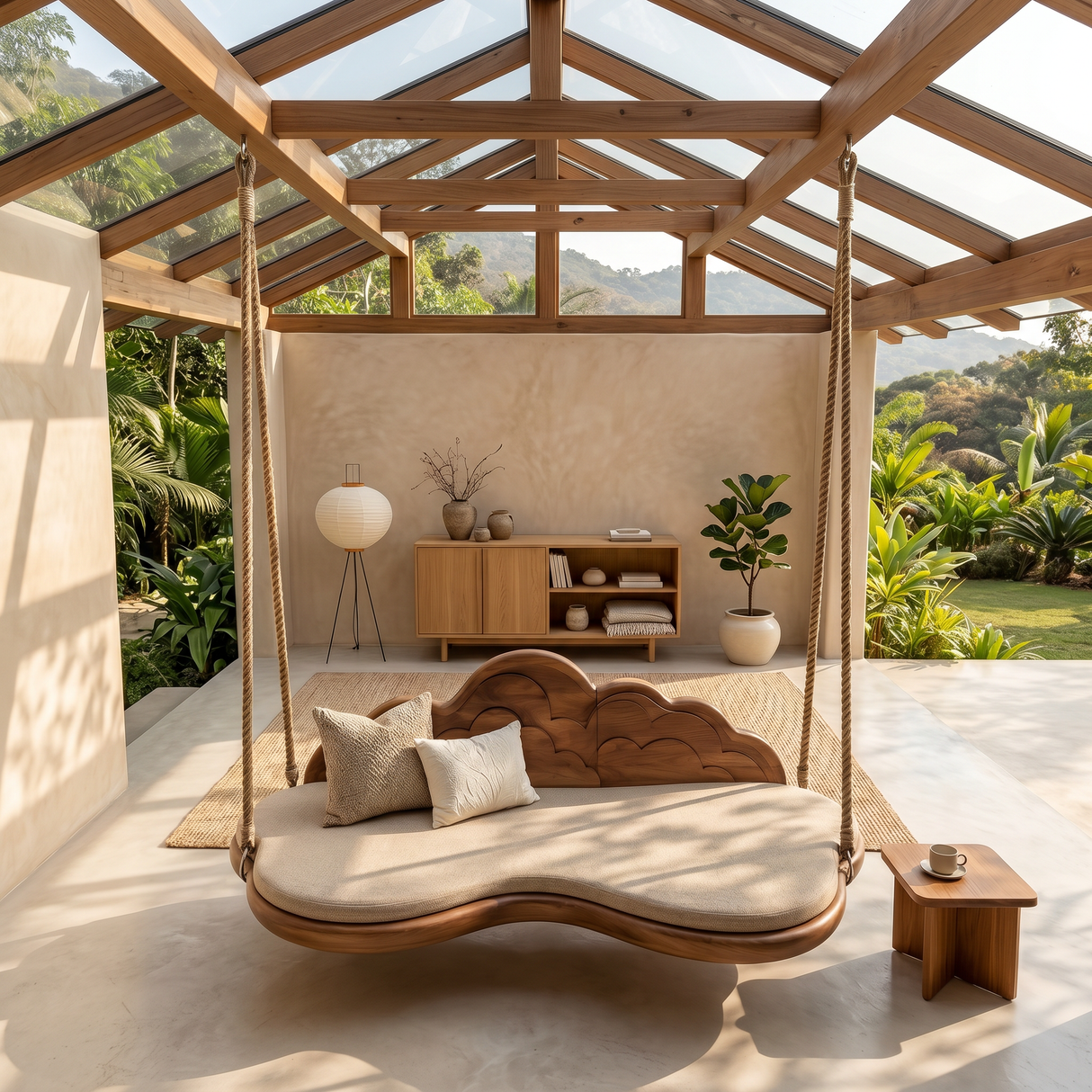 Minimalist Flowing Back Swing Bedroom Lounge Interior Space