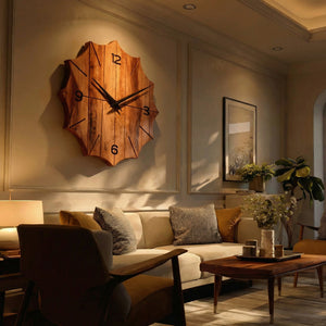 Organic Wooden Wall Clock For Designer Living Room