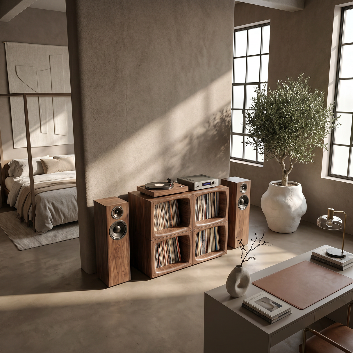 Modern Cube Record Storage Cabinet Luxury Music Room