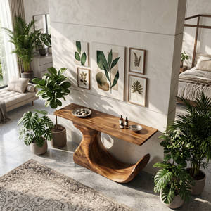 Mid Century Organic Edge Console Table For Grand Foyer Interior