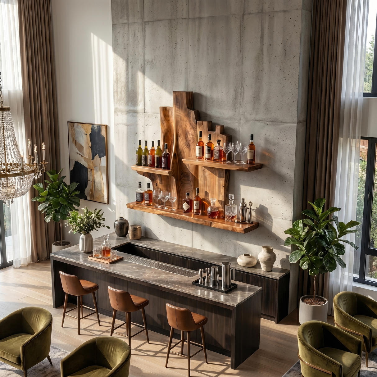 Rustic Wall WineStand For Dining Lounge Bottle Showcase Unit