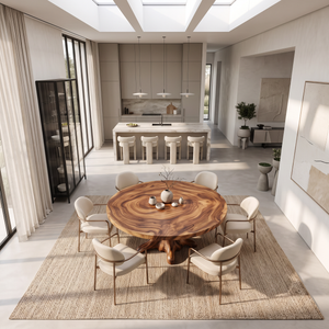 Contemporary Wooden Round Dining Table For Sophisticated Dining Room