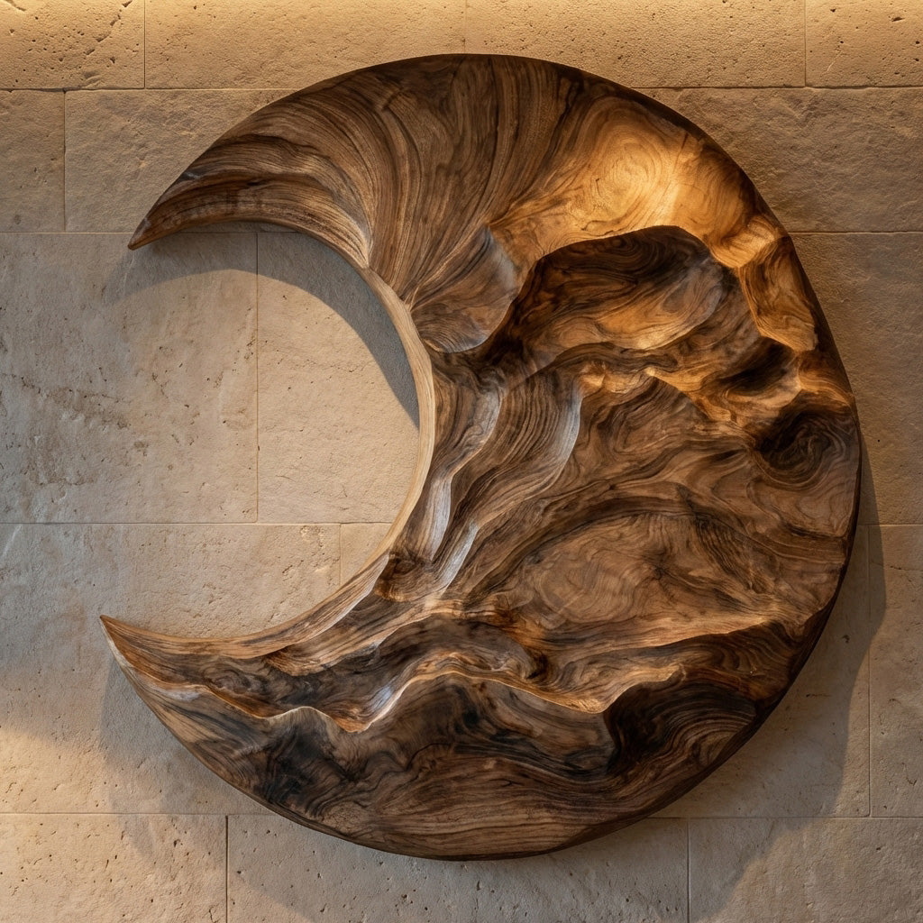 Contemporary Moon Wooden Wall Art For Living Room