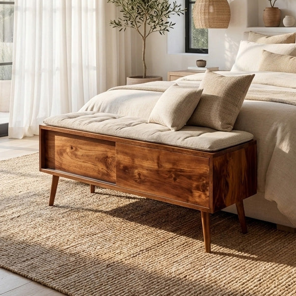 Modern Wooden Storage Bench For Entryway Or Hallway