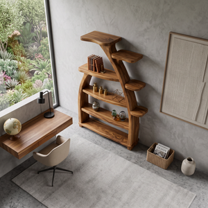 Organic Wooden Bookshelf Tree Inspired For Living Room